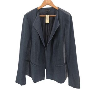 Lane Bryant‎ Size 22 Blue Textured Knit Blazer Jacket Open Front Career Office